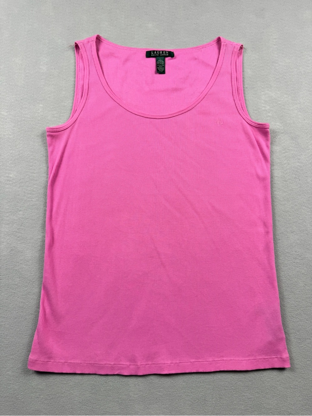 Lauren Ralph Lauren Women's Tank Top Large Pink 100% Cotton Classic Layer Logo